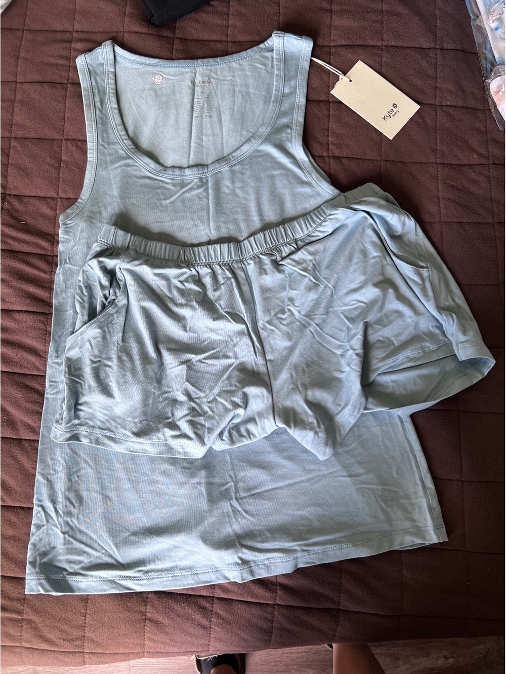 Kyte Baby Womens dusty blue tank and shorts pajama set